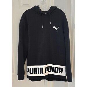Puma Jacket Small Black White Mens Pullover Hoodie Sports Lifestyle Casual LARGE